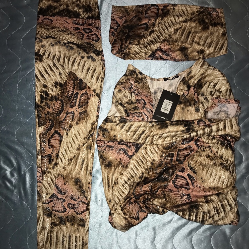 Fashion Nova Three Piece Snake Skin Set